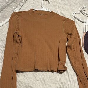 American Eagle Outfitters Brown Ribbed Crop Top
